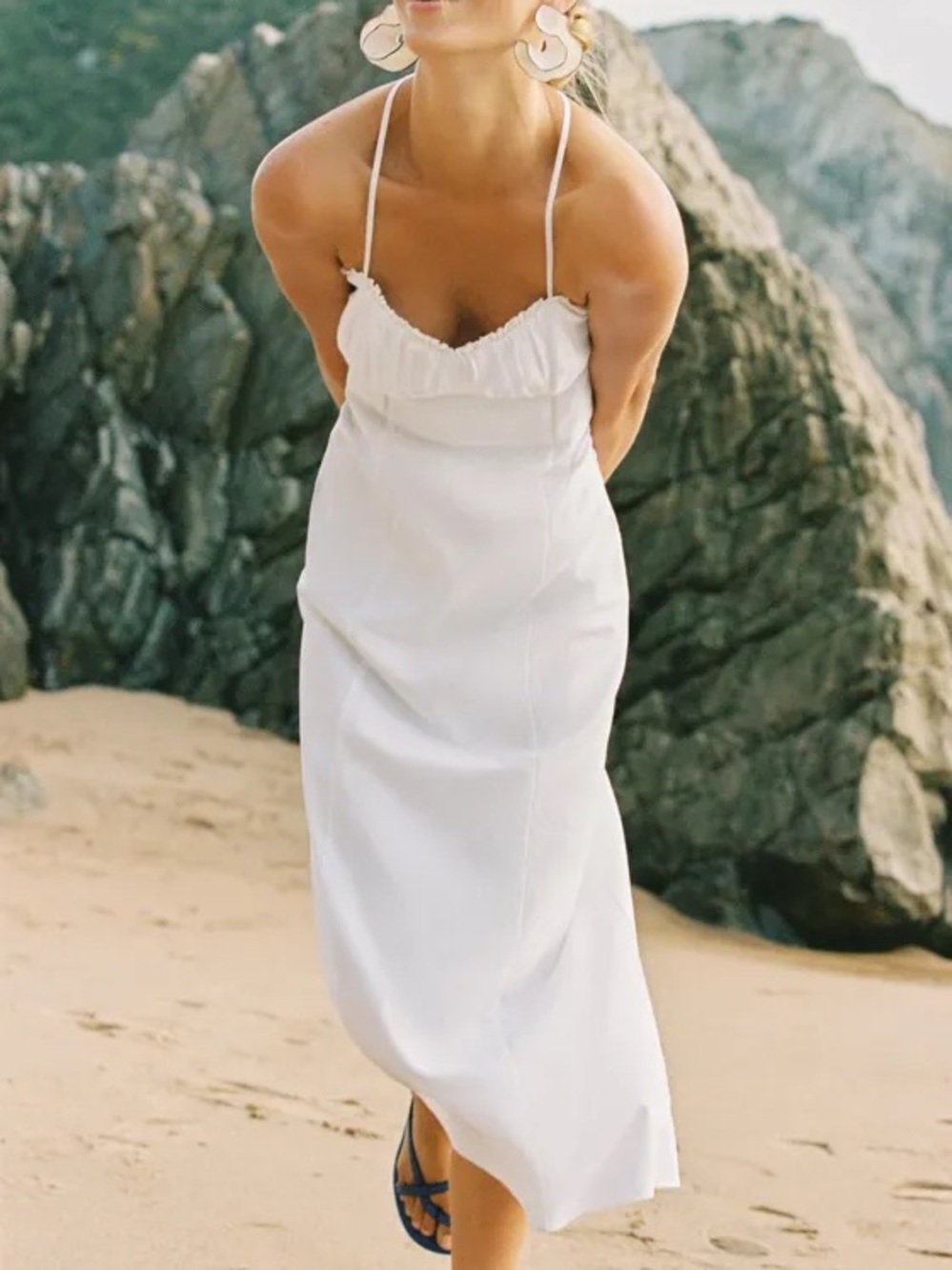 Zara - White Linen Maxi Dress - XS